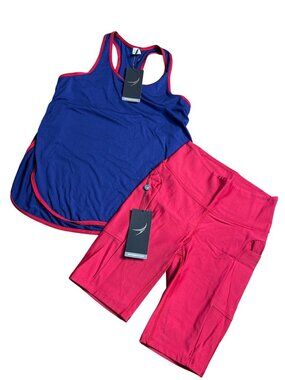 Endeavor Womens Tank & Shorts Set XS Red & Blue NWT Activewear